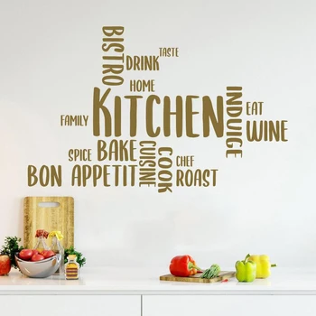 Наклейка на стену кухни с цитатой, декор столовой, наклейка на стену с надписью 
