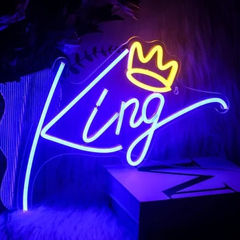 Неоновые вывески King Blue с буквами Crow, Настенные декоративные светильники для спальни, детской комнаты, комнаты для мальчиков-подростков, Дня рождения, свадьбы, вечеринки, декора бара
