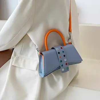 Нишевый дизайн, красочная женская сумка, новая сумка для подмышек контрастного цвета, персонализированная сумка, универсальная маленькая квадратная сумка