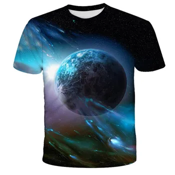 Новая детская футболка с 3D-принтом Space Galaxy Planet Universe, детские крутые топы с 3D-принтом Sky Star для мальчиков и девочек, модная уличная одежда