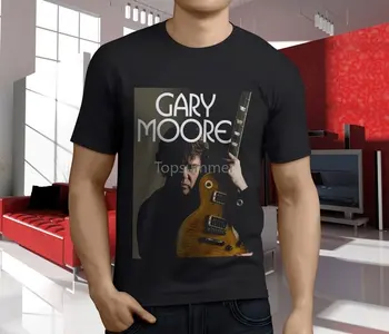 Новая мужская черная футболка Gary Moore With Guitar Rock Amp Blues Guitarist S-3Xlnew T-Shirt Весна-лето