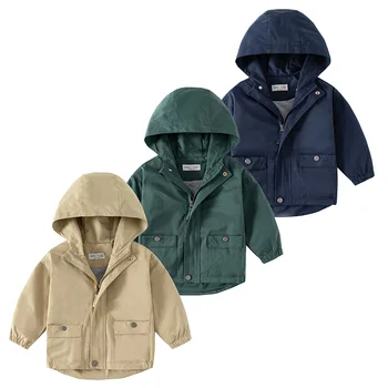 Новая осенняя коллекция 2023 года, простая куртка с капюшоном в британском стиле для мальчиков, пальто оптом