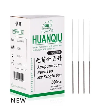 Новая упаковка одноразовых стерильных игл для акупунктуры Huanqiu для сухого иглоукалывания 500 шт. с трубкой