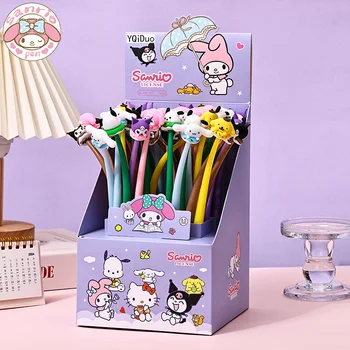Новый Sanrio 24/48 шт. Гелевые Ручки Hello Kitty Креативные Декомпрессионные Канцелярские Принадлежности Для Письма Гладкая 0,5 мм Черная Милая Подарочная Ручка Высокой Ценности