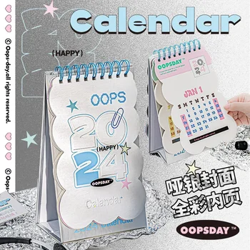 Новый настольный календарь на 2024 год, украшение рабочего стола, креативная полноцветная памятка, внутренний календарь, канцелярские принадлежности, милые настольные аксессуары