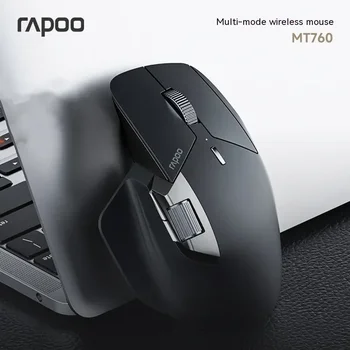 Перезаряжаемая Многорежимная беспроводная мышь Rapoo Mt760 Эргономичная 4000 точек на дюйм, простое переключение До 4 устройств, Bluetooth-мышь, Офисные мыши