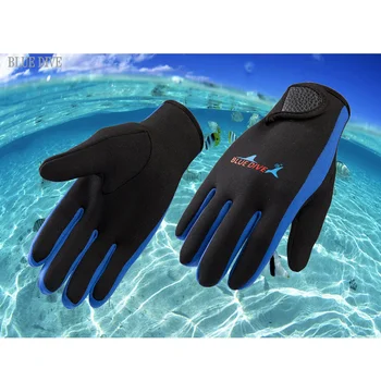 Перчатки для дайвинга для мужчин и женщин Носите без перчаток, защита от царапин при подводном плавании, солнцезащитный крем (синяя полоса L)