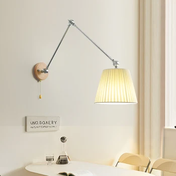 Поворотный рычаг настенный светильник для гостиной кремовый ветровой телескопический настенный светильник для чтения в спальне, кабинете, светодиодный подвесной светильник белого цвета