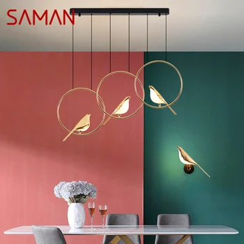 Подвесной светильник SAMAN Nordic в стиле постмодерн, Винтажный светодиодный светильник с птицей, Креативный дизайн, декор для домашнего кабинета, столовой, спальни