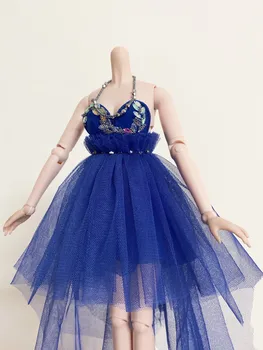 Расшитое бисером Голубое Газовое Платье 1/4 BJD Кукольная Одежда Только По Одной Штуке Бесплатная Доставка