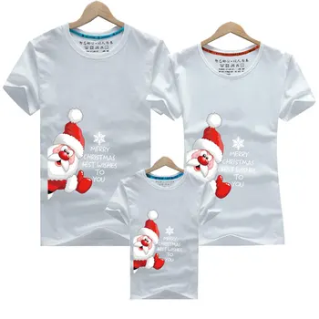 Рождественская одежда для семьи, одежда для мамы, папы и меня, Футболка для взрослых, хлопковый рождественский костюм с мультяшным принтом с коротким рукавом