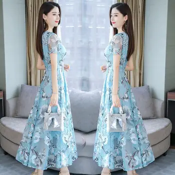 розовое шифоновое пляжное платье с v-образным вырезом, женские платья 2023, элегантное длинное платье, летнее платье с короткими рукавами в корейском стиле
