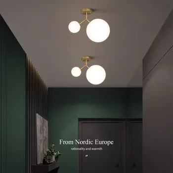 Скандинавский стеклянный шар, светодиодные потолочные светильники для прохода, коридора, балкона, прихожей, спальни, часовой комнаты, украшения дома, Внутреннее освещение