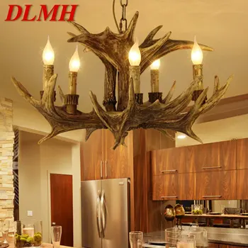 Современная люстра DLMH с оленьими рогами, креативный подвесной светильник в стиле ретро из смолы, светильники для дома, гостиной, столовой, бара, кафе