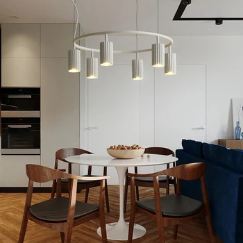 Современная люстра для столовой, подвесные светильники для кухни с возможностью поворота, светильник Nordic Circle