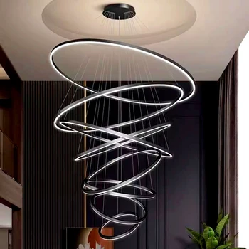 Современные кольцевые лестницы светодиодные фонари подвесные светильники для гостиной светодиодные люстры для столовой подвесной светильник внутреннее освещение