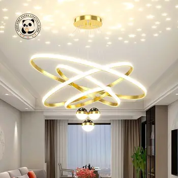 Современные подвесные светильники LED Home Decor Circle Rings с акриловым алюминиевым корпусом, потолочная люстра, роскошный домашний светильник