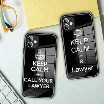 Сохраняйте спокойствие и позвоните Своему адвокату Стеклянный чехол для телефона iPhone 13 11 Pro XR XS MAX 8 X 7 Plus 12 Mini phone с полным покрытием чехлов