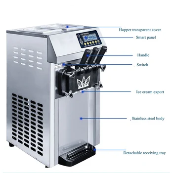 Три вида мороженого, коммерческие машины для приготовления мягкого мороженого, Электрический настольный автомат по продаже мороженого 1250 Вт