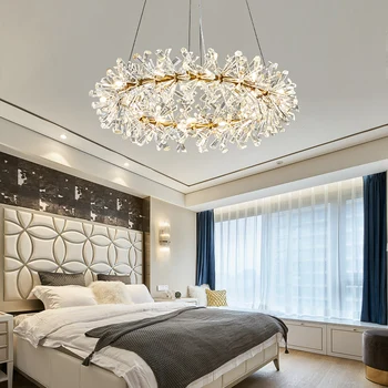 Фабрика Чжуншань Роскошная Круглая Золотая Люстра, Декоративная Подвесная лампа для гостиной отеля, виллы, высококачественного хрусталя