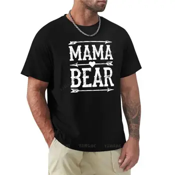 Футболка Mama Bear, футболки с кошками, блузка с коротким рукавом, футболки для мужчин, хлопковая черная хлопковая мужская футболка