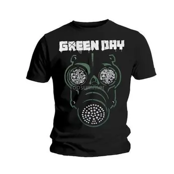 Футболки Band с круглым вырезом, короткая футболка с принтом Green Day Green Mask для мужчин