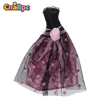 Черное свадебное кукольное платье ручной работы Принцесса Вечеринка Бал Длинное платье Юбка Свадебная одежда для куклы DIY Dress Up Toy