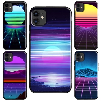 Чехол Synthwave Sun Neon 80-х Для iPhone XR X XS Max SE 2020 8 7 Plus Coque Для iPhone 11 14 12 13 Pro Max mini Cover