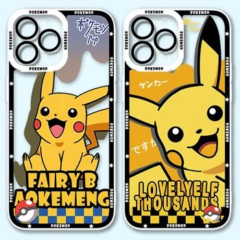 Чехол для телефона Pokémon Pikachu для iPhone 15 14 11 Pro Max 13 12 Mini XR XS X 8 7 6 6S Plus SE 2020 Прозрачный Силиконовый Противоударный Чехол