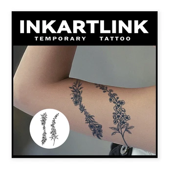 Эскиз временной татуировки с цветочным рисунком, водонепроницаемая волшебная татуировка, держится до 15 дней поддельная татуировка, полупостоянная татуировка