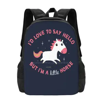 Я Маленькая Лошадка, большой вместительный школьный рюкзак, сумки для ноутбуков, милая лошадка, Типографика, Забавный маленький персонаж Dinomike